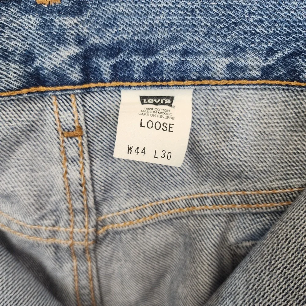 Vintage Levis 545 Jeans Mens 44x30 Blue Denim Brown Tab Loose Fit Baggy 1990s Y2